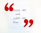 quote / unquote magnets - rounded quotation punctuation marks - red fabric