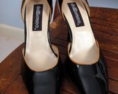 Black Patent Leather Stiletto Shoes - Size 7.5M