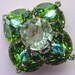 Vintage Green Rhinestone Brooch 1950s 1960s Aurora Borealis