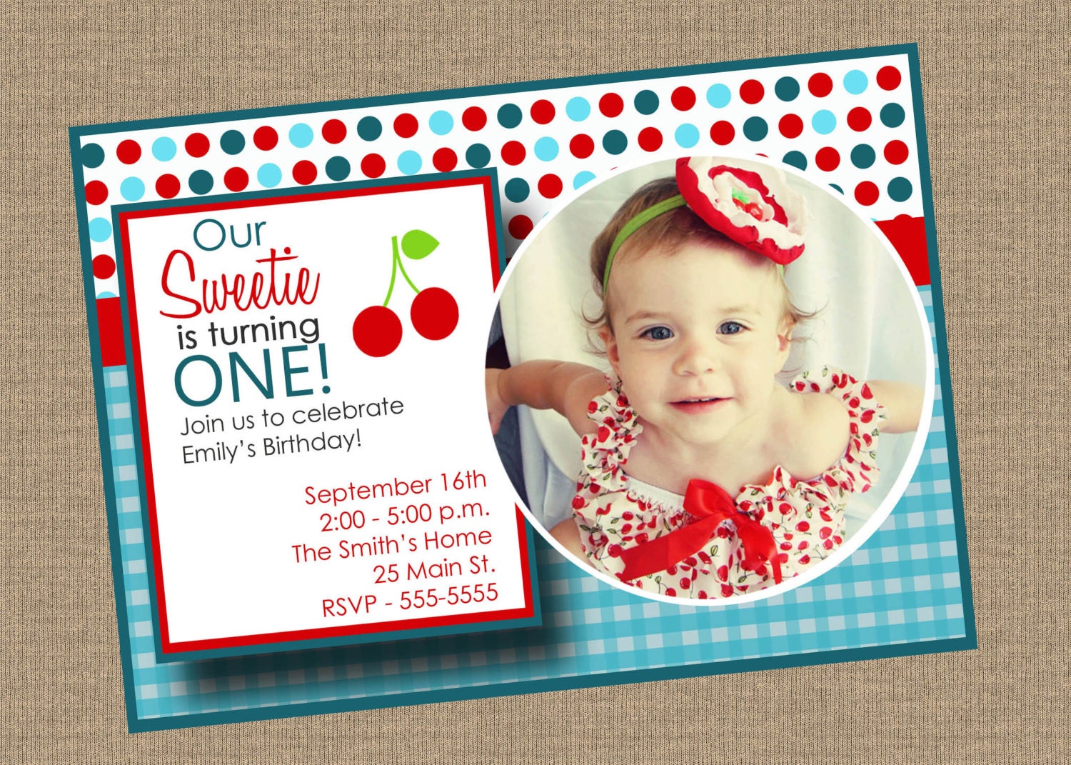 Cherry Sweet Birthday Invitation with Photo Il_570xn