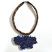 Necklace Blue Brown- Fiber Pendant Brown Blue - Textile Jewelry Cloud Design - OOAK Ready To Ship