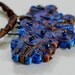 Necklace Blue Brown- Fiber Pendant Brown Blue - Textile Jewelry Cloud Design - OOAK Ready To Ship