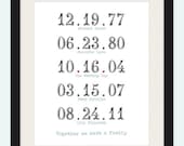 Important Dates 8x10 Print - Together We Make a Family in TYPEWRITER Style