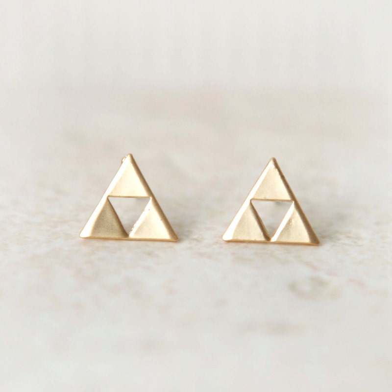 Tri Force Earrings in gold