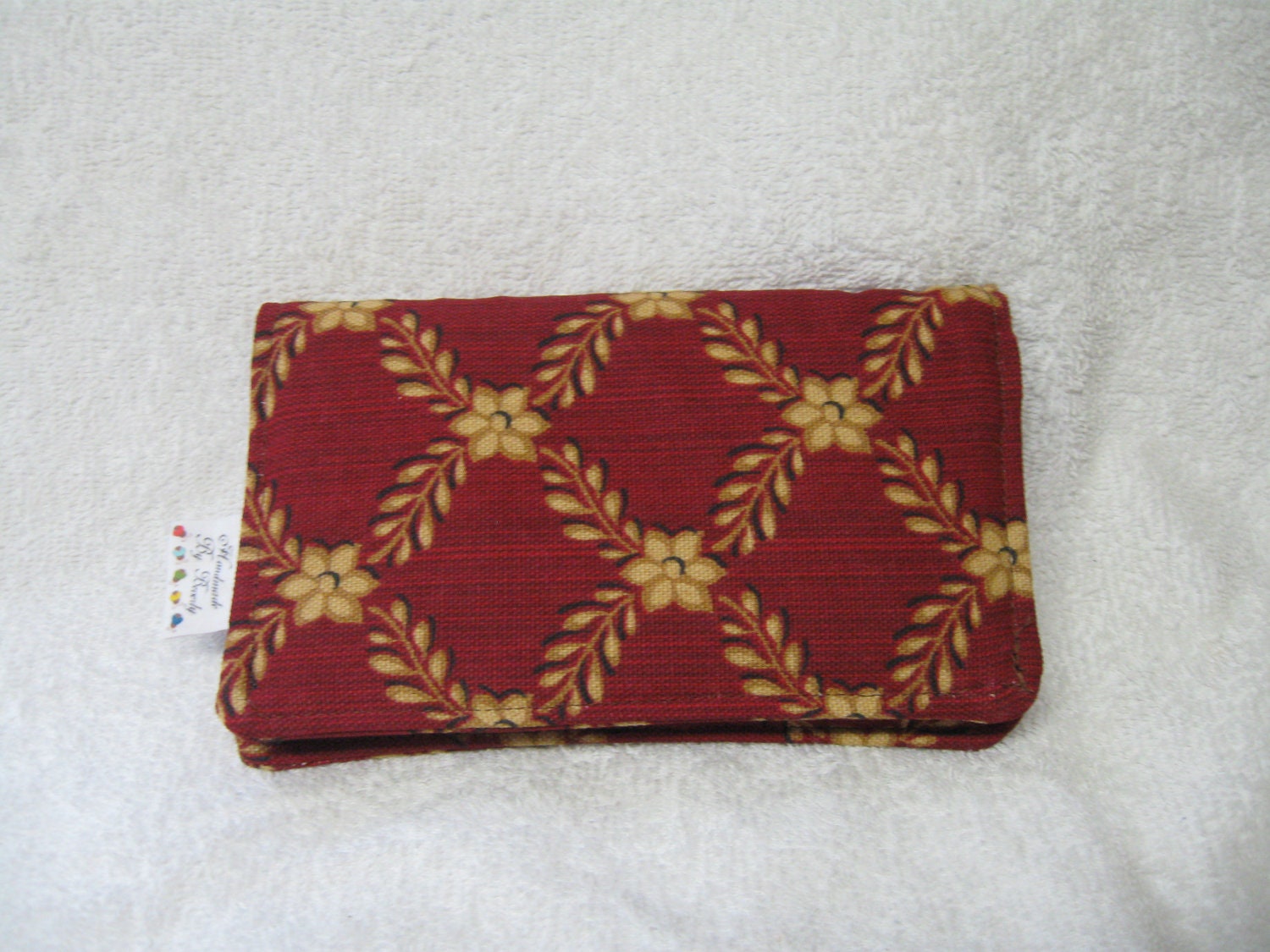 Sale Checkbook Cover Burnt Orange and Gold Print Fabric Checkbook Cover