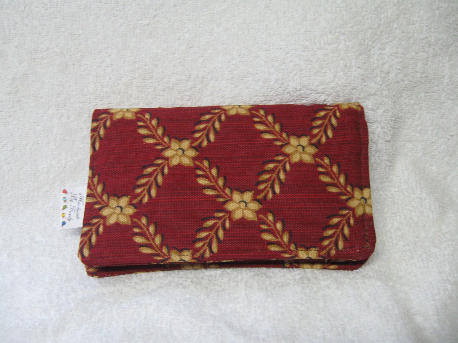 Checkbook Cover Burnt Orange and Gold Print Fabric Checkbook Cover