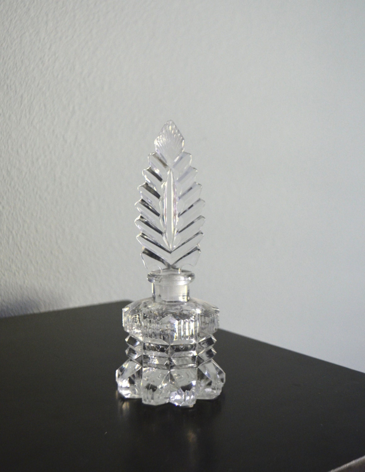 Vintage Clear Cut Glass Art Deco-Inspired Perfume Bottle