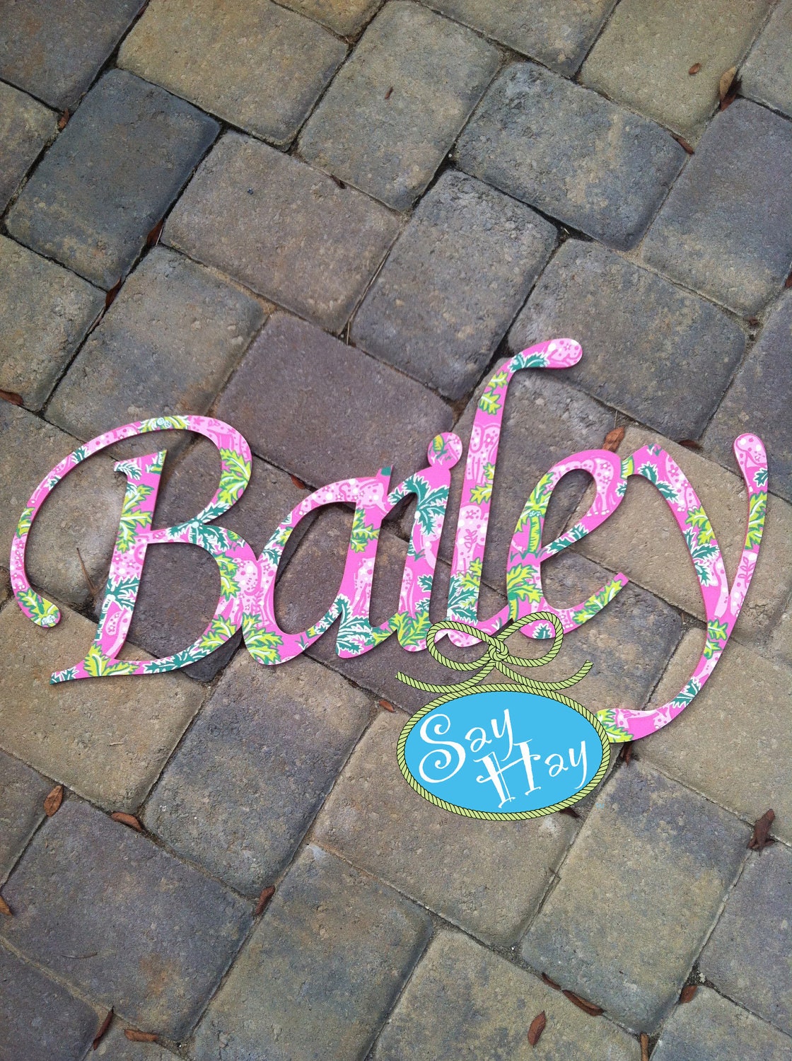 Painted Wooden Name with Connected Letters