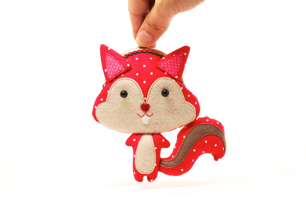 Cute vivid red squirrel clutch purse