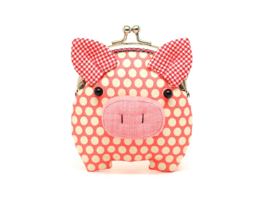 Little salmon pink piggy clutch purse