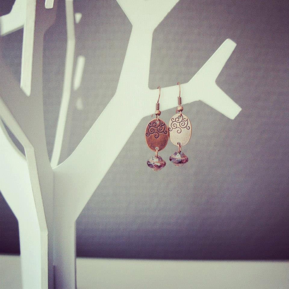 Copper and grape earrings