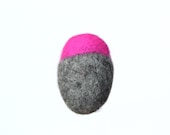 Modern brooch - neon pink and grey happy pill - eco friendly renewable wool