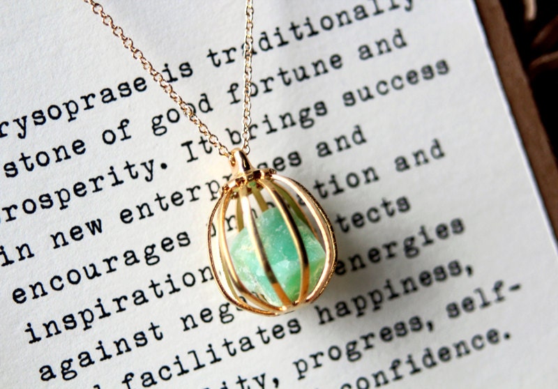 Chrysoprase Pet Rock Necklace for Prosperity and Success