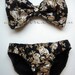 Black and tan vintage rose bow bandeau set- Made to order