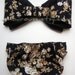 Black and tan vintage rose bow bandeau set- Made to order