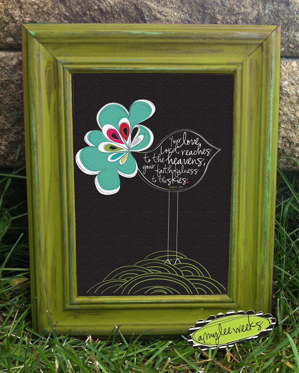 Scripture Art, Christian Art, Word Birds - Reaches to the Heavens, canvas-mounted framed art (5x7)