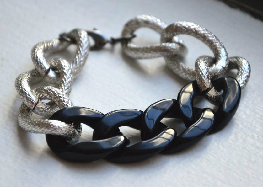 Ebony Chunky Silver Chain Bracelet