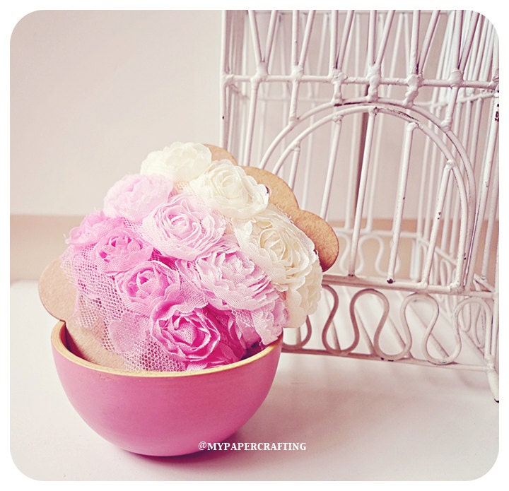 Choose any 3 colors Chiffon Bloomer rose trim - 5% off