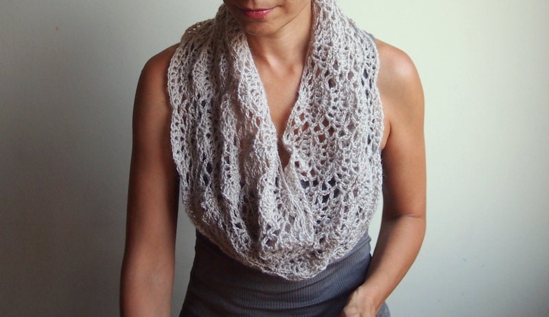 Infinity scarf PDF crochet pattern - capelet shrug lace circle loop - DIY tutorial - Quick and easy gift