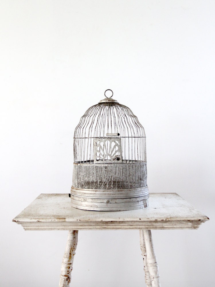 Antique Birdcage / Silver Metal Bird Cage - 86home