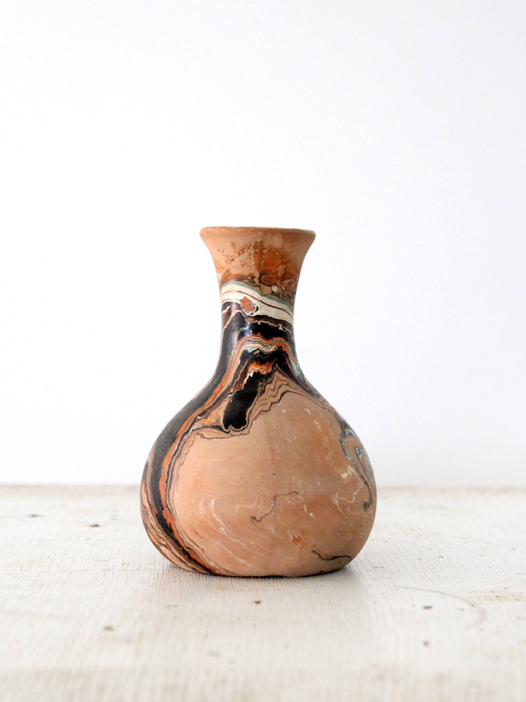 Vintage Nemadji Pottery // Clay Vase // Dusty Swirler