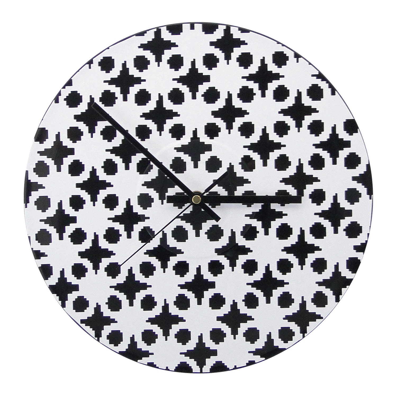 Black and White Handcrafted Wall Clock 30cm - Free UK Delivery