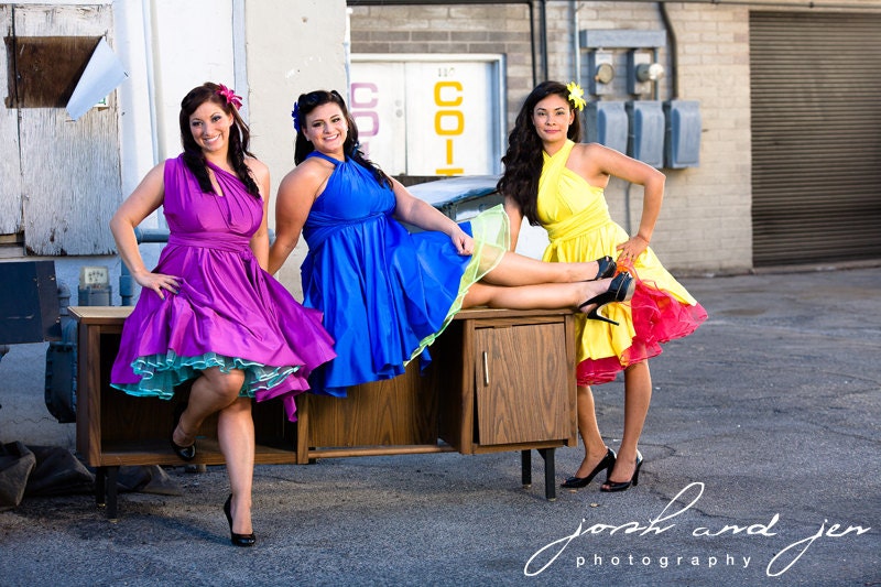Retro Style Full Skirted Infinity Convertible Wrap Dress...68 Colors ... Car Show, VLV, Picnic, Bridesmaids, Wedding Dress, Prom