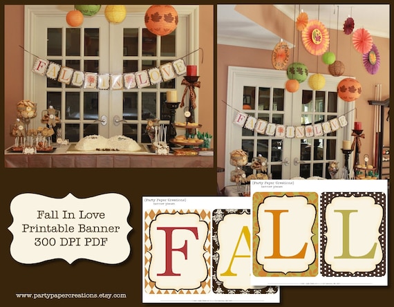 Fall In Love Bridal Shower or Wedding Printable Banner PDF Files - INSTANT DOWNLOAD Il_570xn