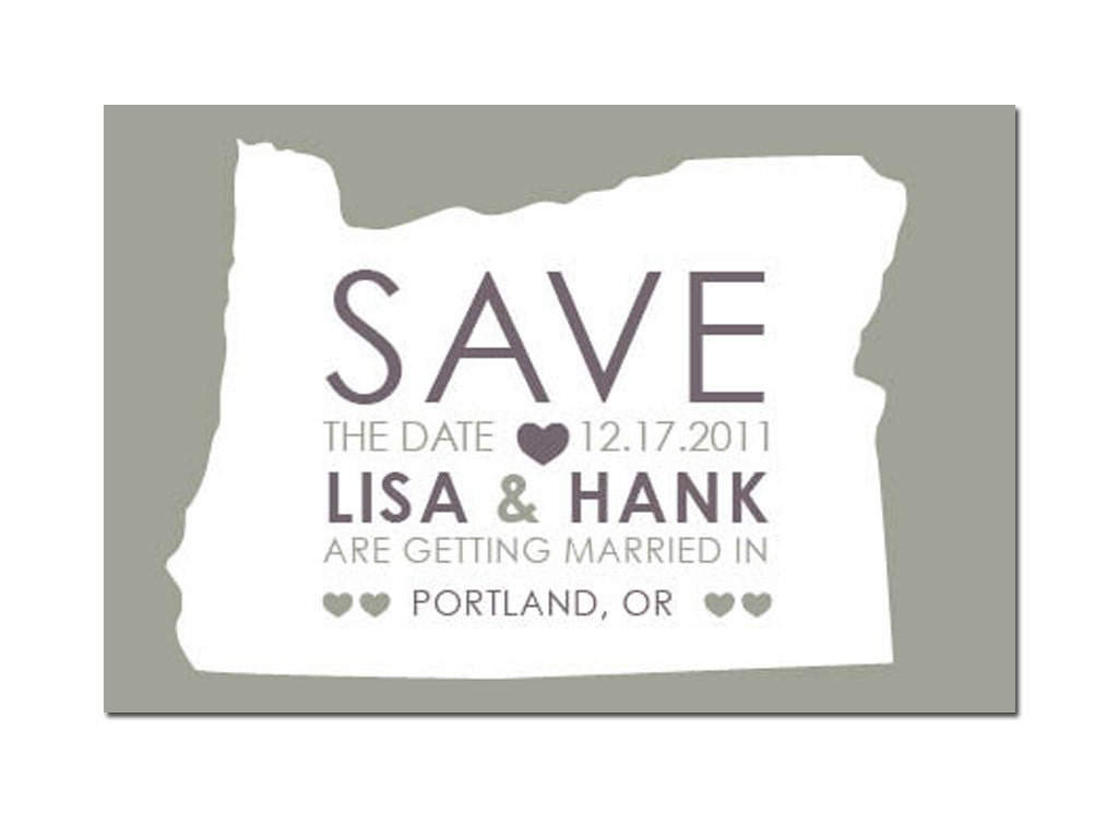 Oregon State Map Save the Date Invitation - DIY Digital Printable File - Wedding Announcement Postcard