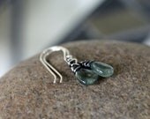 smooth moss aquamarine drop earrings in sterling silver