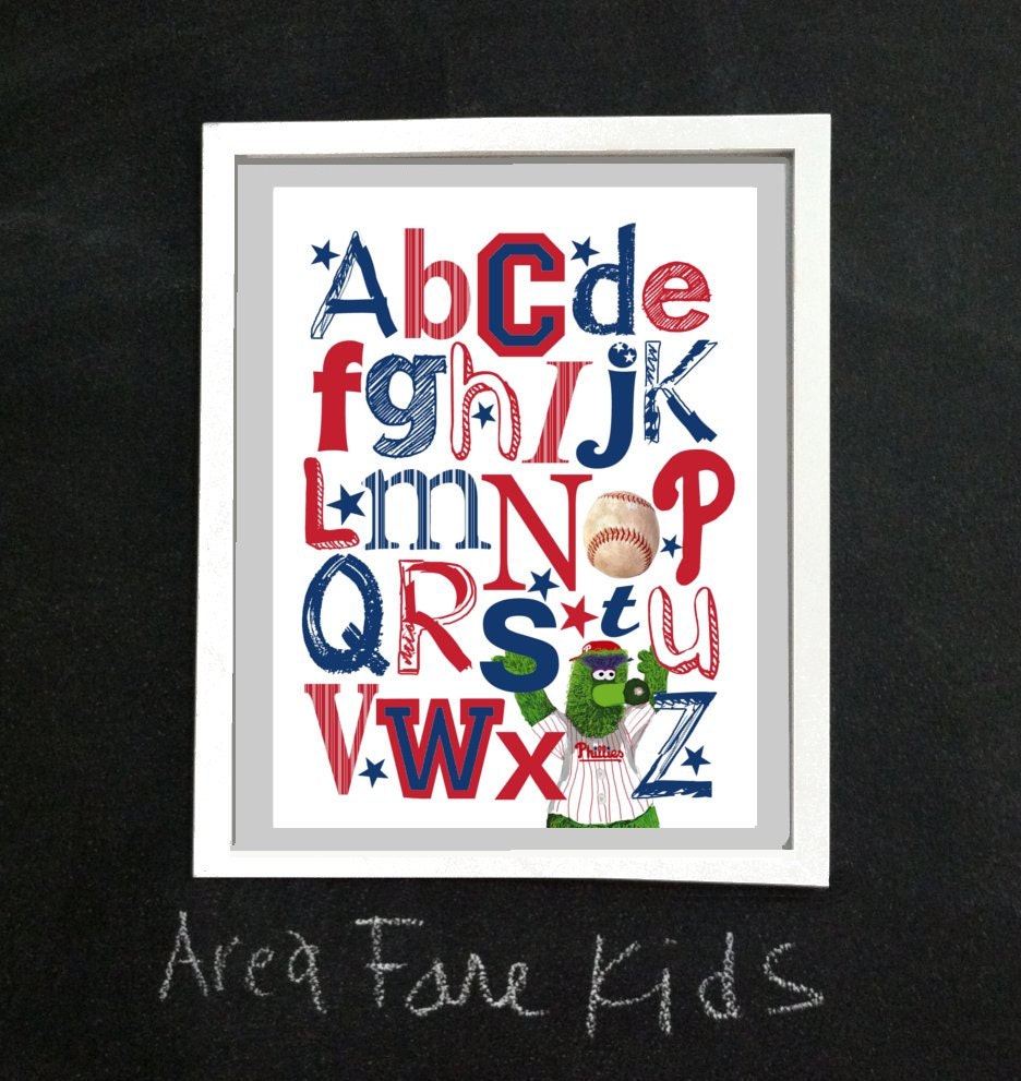 8 x 10 PHILADELPHIA Phillies baseball ABC Nursery Art Print