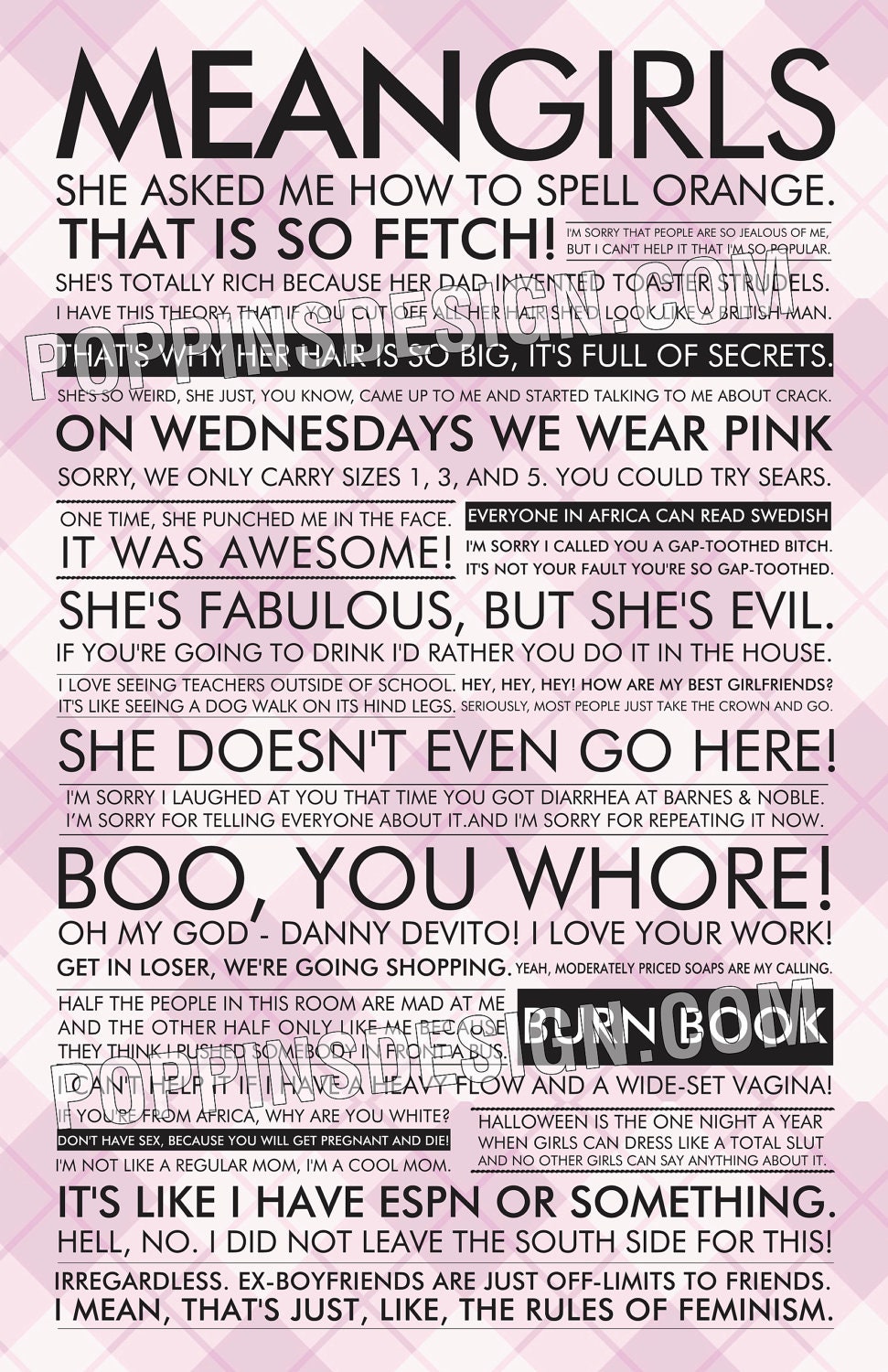 11x17 Mean Girls Quote Poster