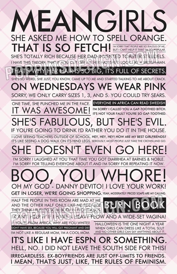 11x17 Mean Girls Quote Poster
