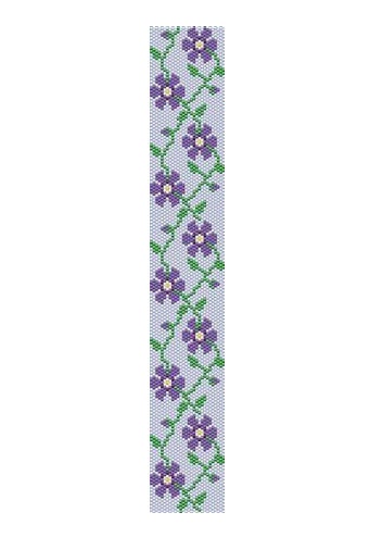 Peyote stitch pattern -purple flower cuff bracelet, PDF file pattern ,Delica seed beads pattern, beadwork