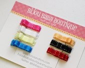 Baby Girl Hair Clip Set, Stitch Grosgrain