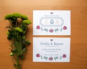 Save The Date With Classic Flowers & Border