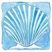 Beach Art (12" X 12") - Seashell Art - Girl's Room - Whimsical - Clam Seashell - Blue