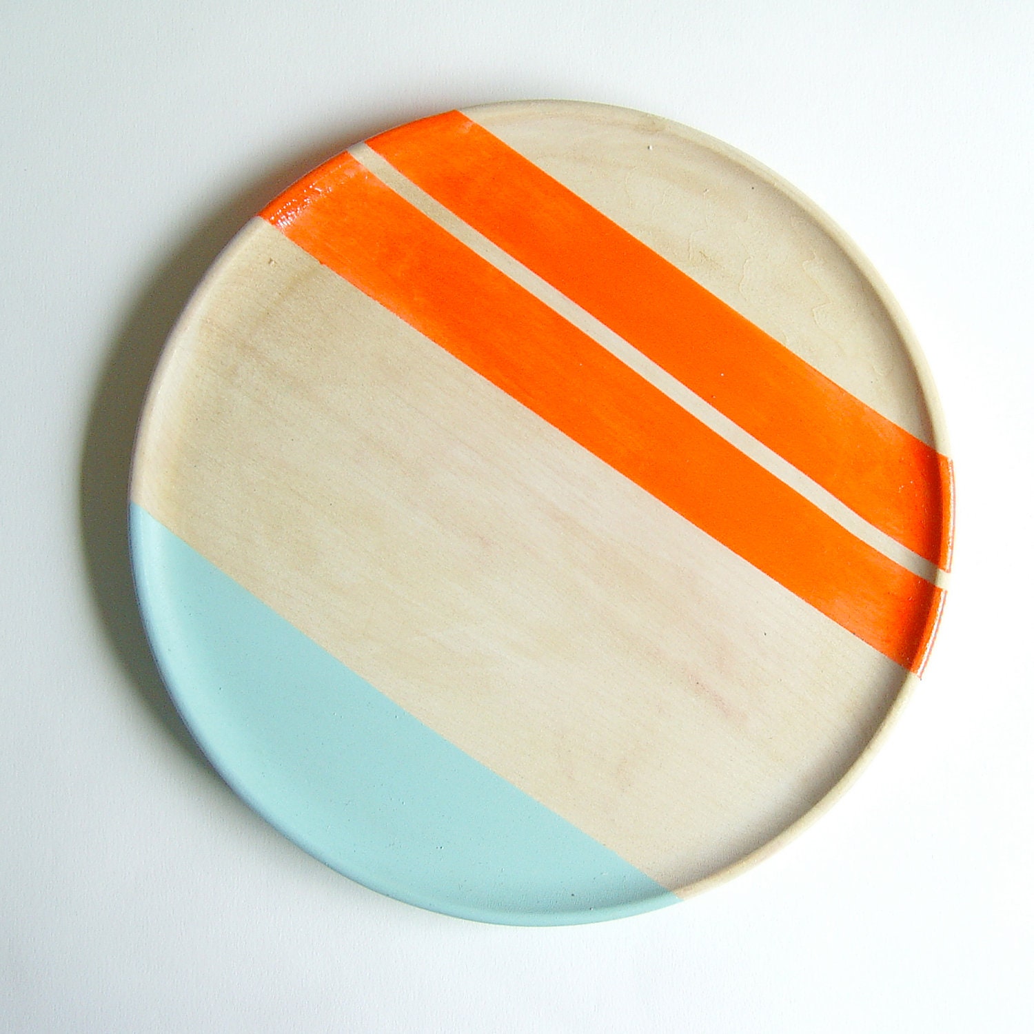 Modern Neon Hardwood 10" Dinner Plate, Electric Orange