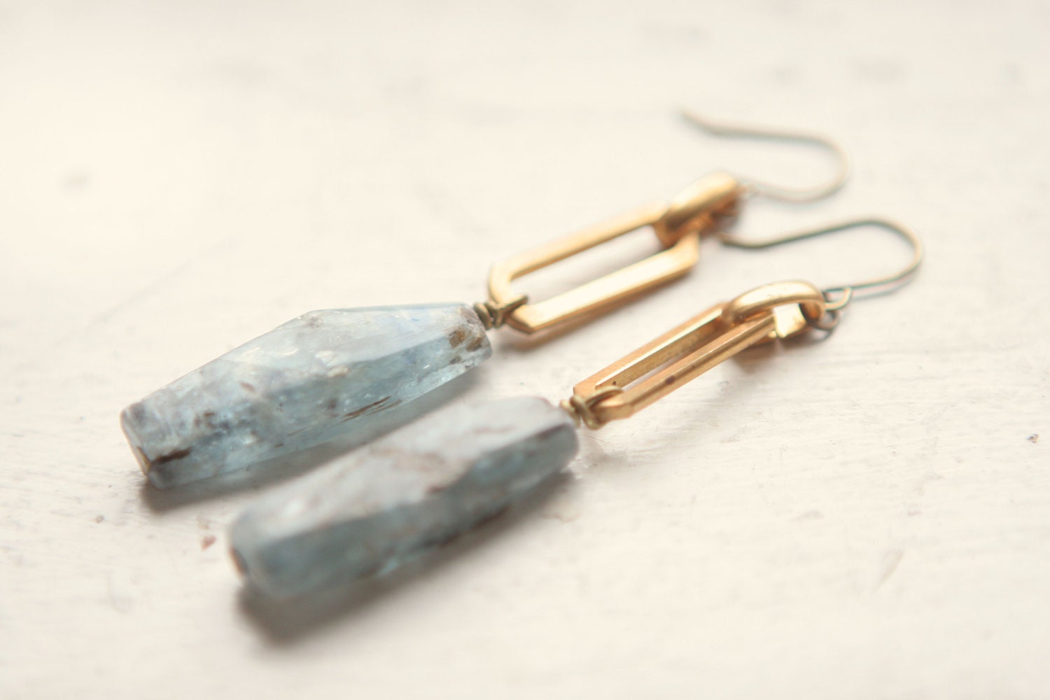Brazilian Kyanite and Vintage Accent Earrings