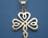 Irish Ireland Celtic Knot Shamrock Silver Necklace - yhtanaff