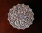 Hand Carved Indian Wood Textile Stamp Block- Round Floral Lace Motif (Reserved)