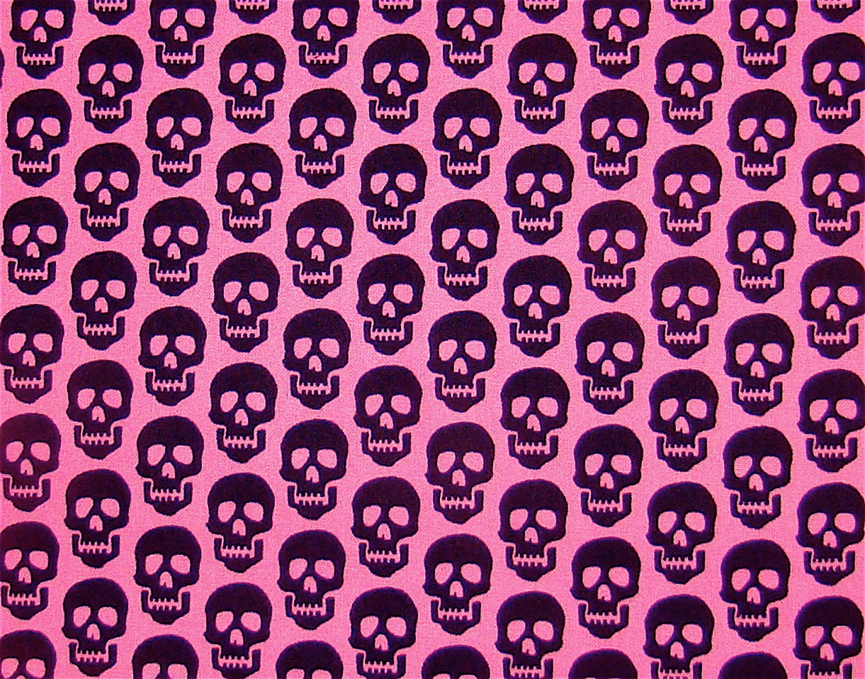 Mini skulls on pink Bad to the Bone Robert Kaufman