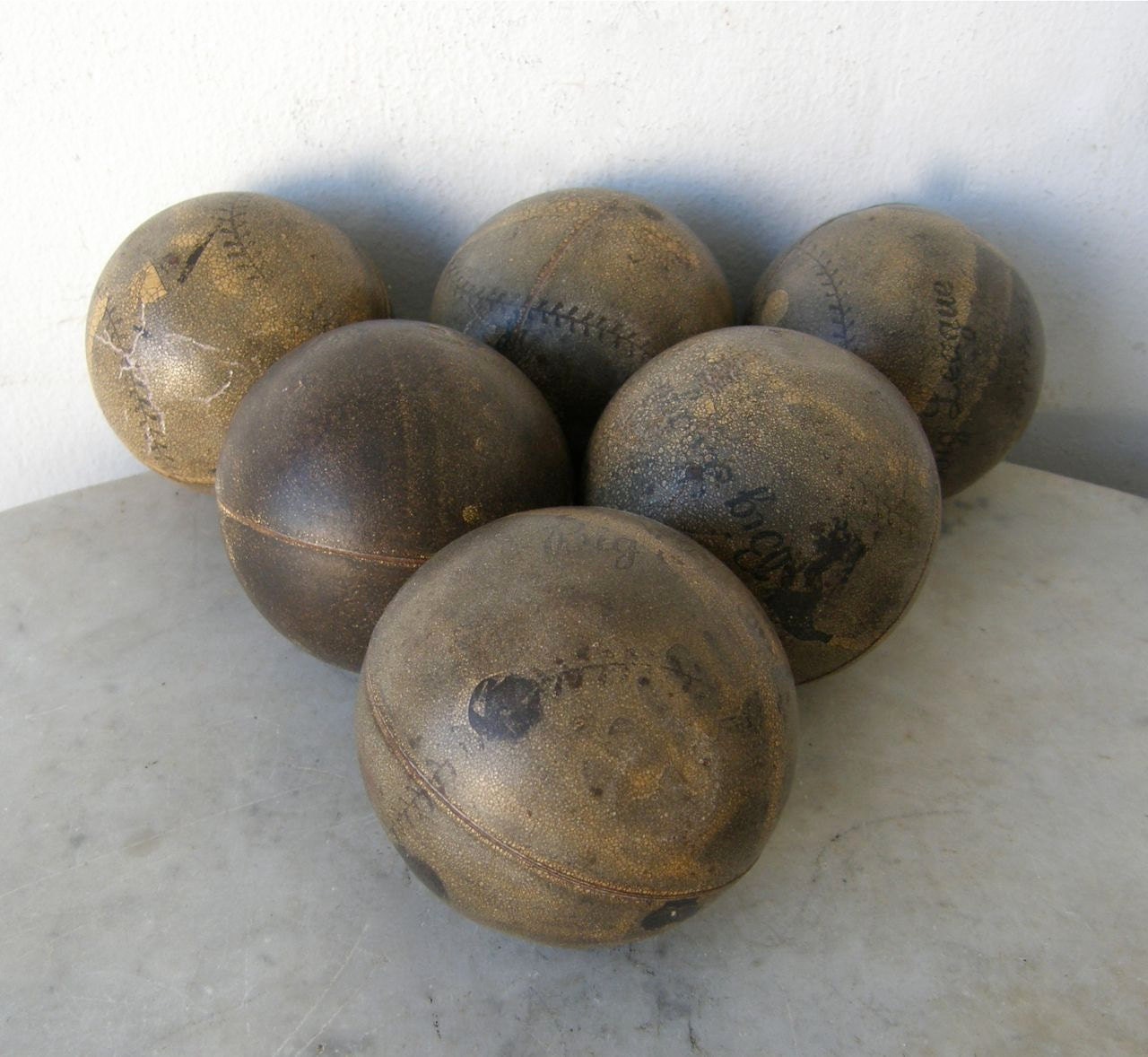 Six "BIG LEAGUE" Rubber Carnival Balls Early to Mid 20th Century