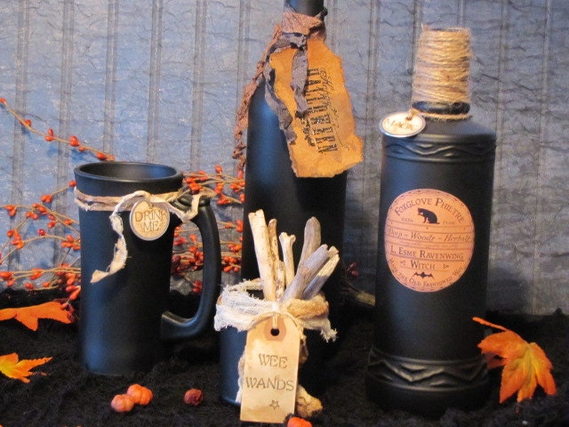 Halloween Witches Potion Bottle Set of 4- Harry Potter- Spooky Haunted House