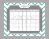 Custom Chevron Calendar - 16x20 JPEG Digital/Printable File - You Choose Your Color  - You Print