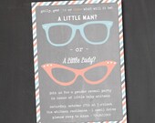 Retro Vintage Glasses DIY Printable Gender Reveal Party or Baby Shower Invitation