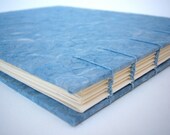 Blue Guest Book / Sketch Book - Coptic Stitch Binding, Textured Cover, Hand Bound Book