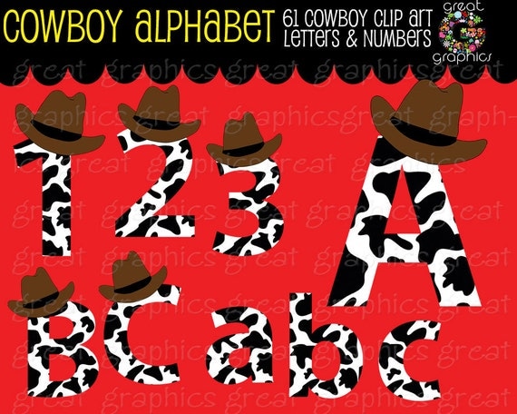 Cowboy Clip Art Alphabet Clipart Digital Clip Art Alphabet Printable Cowboy Alphabet - Instant Download Il_570xn