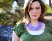 lavender rosette bib necklace, wedding statement necklace, bridesmaids, party favors lovely fabric necklace fabric bib