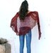 Spring Scarf Large Knitted Bordeaux with a touches of cream and blue Fashion SHAWL - Clothing Accessory